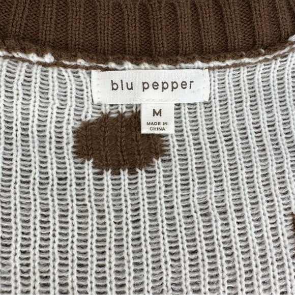 Blu Pepper Brown & White Polka Dot Cardigan – Size Medium - Picture 9 of 9
